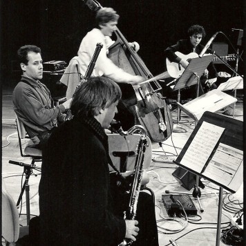 with Michel Portal, Jean-François Jenny-Clark and Thomas Gubitsch at Radio France (Photo : Stéphane Ouzounoff)